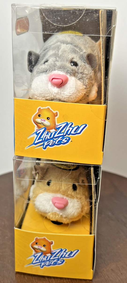 2 NEW Zhu Zhu Hamster Pets Grey #86653 & Brown 86651 Working