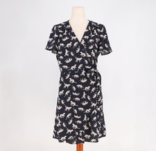 NWT J.CREW Mini Wrap Dress in Navy Leopard Print Size 8