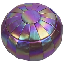 Round Unstuffed Sparkling Pouf Ottoman, Bean Bag Chair, Foot Stool, Foot Rest...