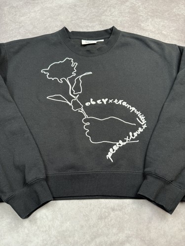 Sudadera Obey Mujer Pequeña Cuello Redondo Paz Amor Tranquilidad Flor Arte Pullover - Imagen 3 de 16