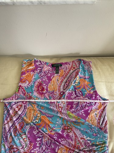 Vestido Ralph Lauren Imitación Envoltura Estampado Paisley Talla 1X - Imagen 4 de 5