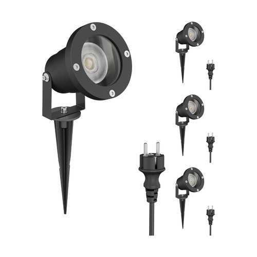 LED Gartenstrahler DUK schwarz mit Erdspieß für außen, IP65, inkl. GU10 Lampe - Bild 1 von 12