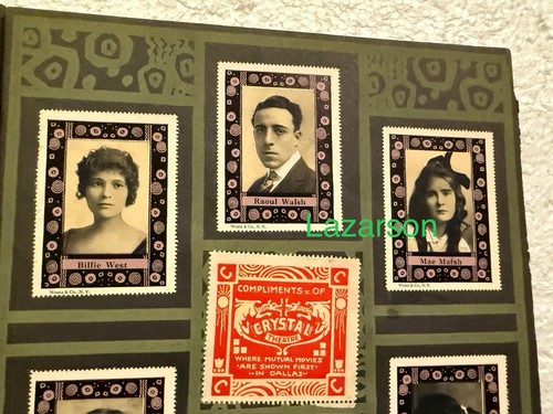 WENTZ SILENT FILM ALBUM W STAMPS ROBERT HARRON RAOUL WALSH MAE MARSH 1914 - Picture 7 of 9