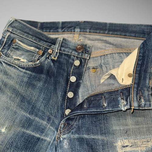 The Real McCoy Jeans Mens 29x31 Selvedge Patched Thrashed Distressed Joe McCoy - Picture 8 of 15