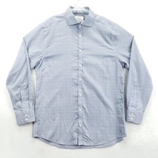 Charles Tyrwhitt Dress Shirt Mens 16.5 34 Blue Extra Slim Fit Non Iron Plaid