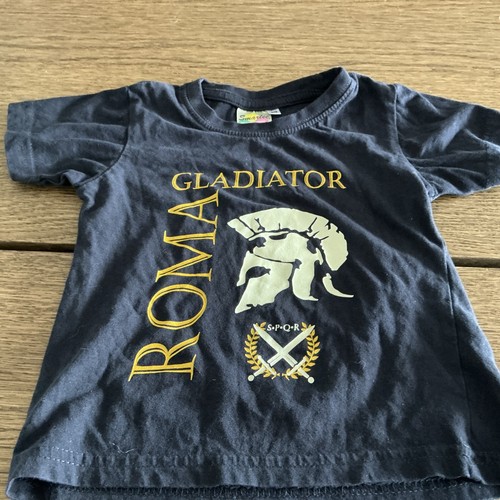 Child Kids Gladiator T-Shirt - Black - Size 1-2 - Picture 1 of 14