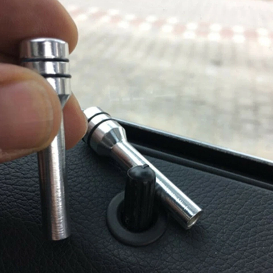 4x Perilla de bloqueo de puerta interior de coche plateada cubierta de pasador accesorios de camión Foto 3 de 4