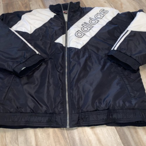 Retro 90s Men’s Adidas Black and White Colored Windbreaker Jacket Size XXL VTG - Picture 2 of 24
