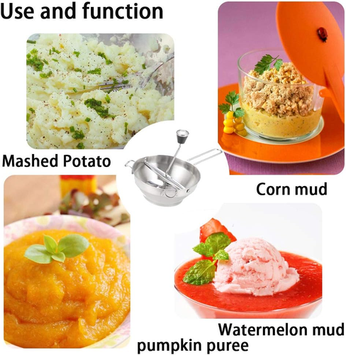 Rotary Food Mill Potato Ricer with 3 Interchangeable Disks, Great for Making Pur - Picture 5 of 12