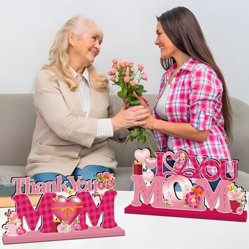 4Pack Mothers Day Decorations, Mothers Day Wooden Centerpieces Table - Picture 7 of 8