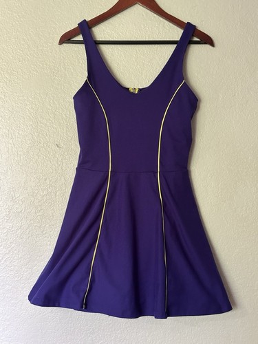 Athleta Performance Golf Tennis Kleid lila blau gelb Reißverschluss gefüttert Größe S