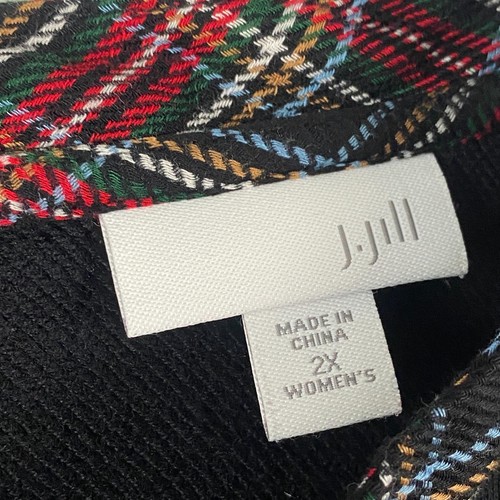 J Jill Sweater Womens 2X Black Red Plaid Tartan Trimmed Tunic Long Sleeve - Picture 4 of 10