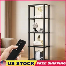 LED Display Cabinet Glass Shelves Remote Control Sturdy Metal Frame Curio Unit