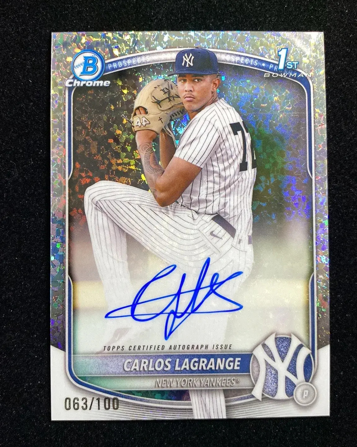 2025 Topps Bowman Chrome Mini Diamond Carlos Lagrange 1st Auto 63/100 N-Q