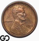 1918-S Lincoln Cent Wheat Penny, Lustrous Choice Unc+ RB