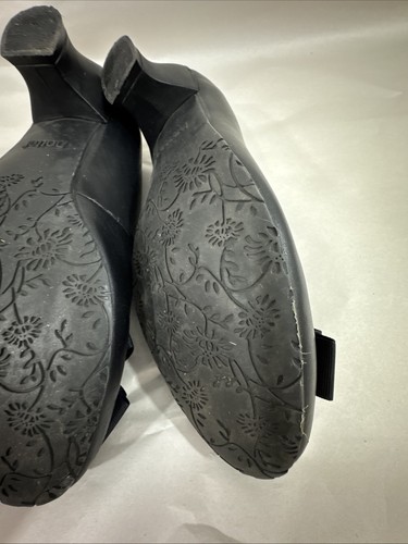 Hotter Leather Shoes Women's 7.5 Black Pumps Bow Dress Bling Shimmy - Picture 14 of 16