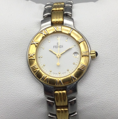 FENDI 腕時計 900L シルバー/ゴールド 白文字盤 レディース Fendi Watch Women 26mm Silver Gold Two Tone 900L BROKEN FOR PARTS