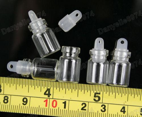 LOT of MINI empty GLASS BOTTLES vial CHARM PENDANT plug bung bottle charms vials - Picture 7 of 11