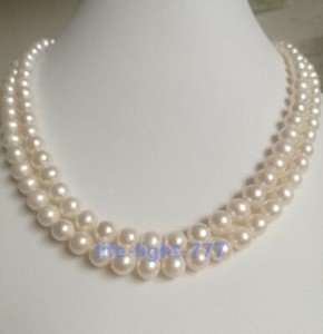 akoya aaa strands clasp 8mm 14k pearl necklace double gold