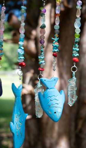 Handmade Sea Themed Suncatcher Wind Chime Large 18x36 9 Strings Indoor Outdoor - Picture 4 of 9