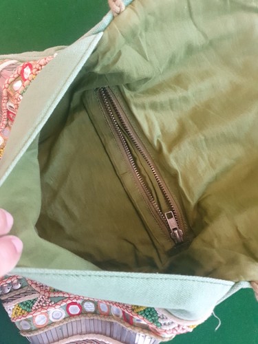Boho Bag Crossbody Lind Green Hippie Embroidered Gipsy Ibiza Style - Picture 9 of 11