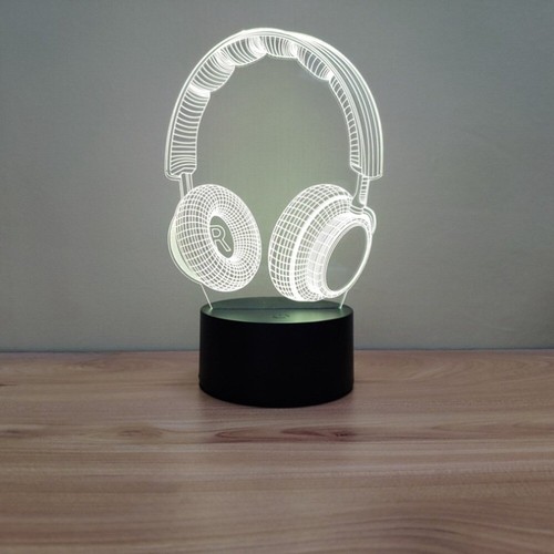 Headphone music Decor Light 3d Lamp Kids Night Light Gift Led Touch Sensor Color - Picture 6 of 8