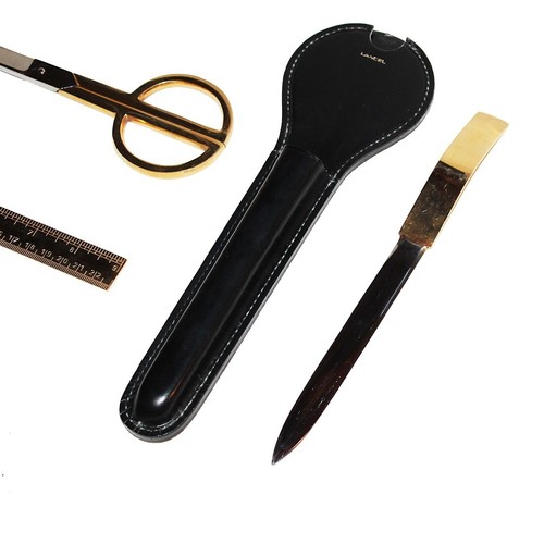 Vintage Lancel Schreibtischbedarf / Schere / Brieföffner / Lineal / Etui - Bild 5 von 6