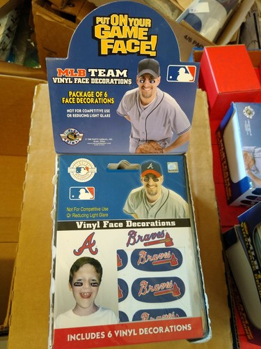 Lot of 3 Atlanta Braves MLB Vinyl Face Decorations 6 Pack Eye Blue Strips - Picture 3 of 3
