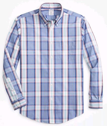 Brooks Brothers Regent Regular Fit Sport Shirt Men's XL Non Iron Multi Plaid NEW