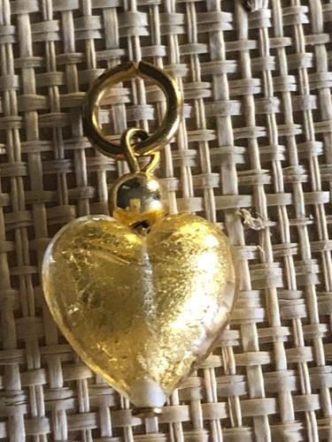 Valentinstag 💝 Charm ~ Murano Kunst Glas Herz Charm Gold Vermeil Petite 2cm