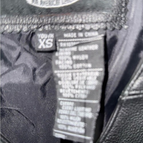Harley Davidson Youth Black Leather Vest, Metal Engraved Snaps, Side Pockets, XS - Picture 7 of 8
