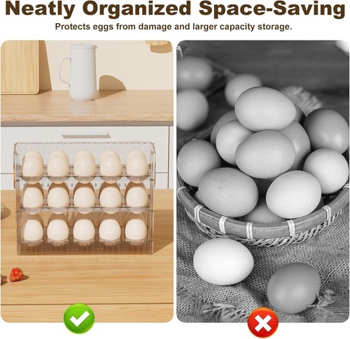 3 Tiers Egg Holder Eggs Storage Container Egg Dispenser 30 Eggs Non-toxic - Picture 5 of 8
