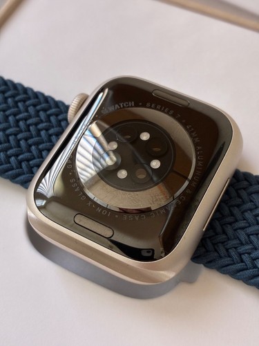 Apple Watch Series 7 GPS 41mm Aluminum Starlight w/ Braided Solo Loop For PARTS - Zdjęcie 2 z 9