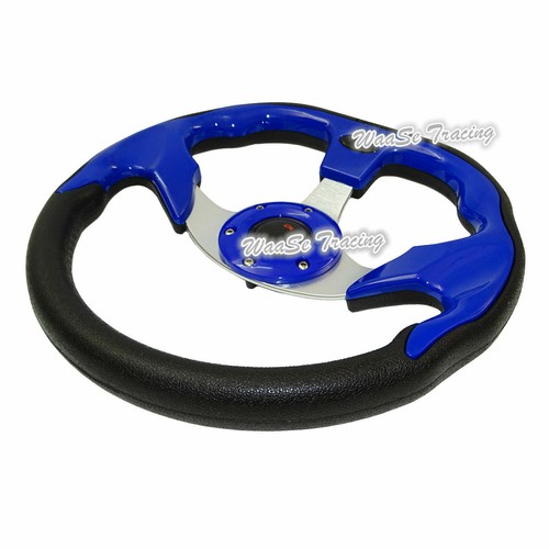 Universal 320mm PVC Leather Racing Auto Steering Wheel w/ Horn Button Blue #520 - Picture 4 of 6
