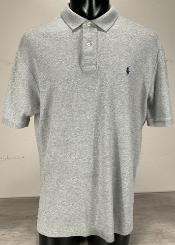 Polo Ralph Lauren kurzärmeliges Poloshirt aus weicher Baumwolle Gr. L hellgrau