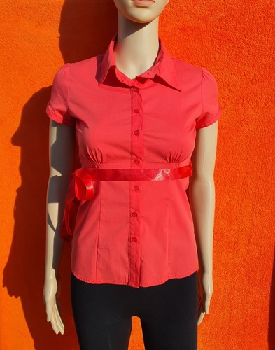Damen Mädchen Bluse Hemd Sommer Gr. XS Wie Neu Rot Schleife Amisu ( 1314 ) - Bild 2 von 5