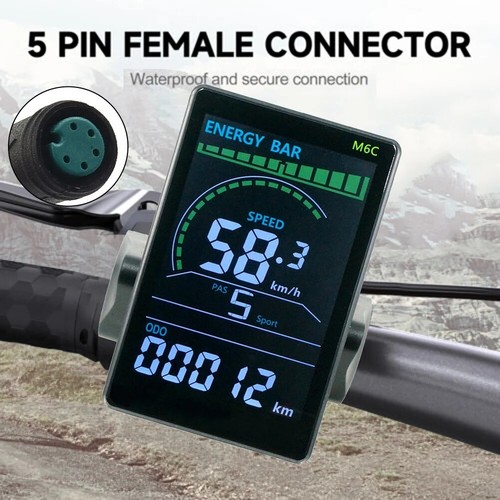E-Bike 24V 36V 48V 52V 60V M6C Colorful LCD Power Speed Meter Display SM/WP Plug - Picture 6 of 17