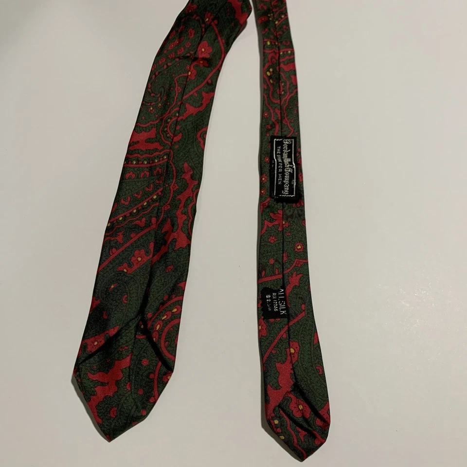 Jordan Marsh мужской винтажный узкий галстук пейсли 100% шелк классический - Изображение 2 из 4