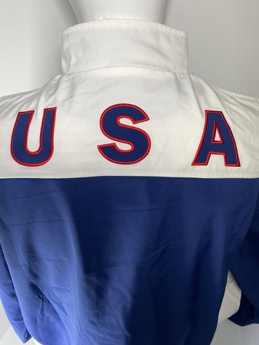 Men’s Full Zip USA Spell out Embroidered Lightweight Jacket XL MGX FY12 Red Blue - Picture 3 of 19