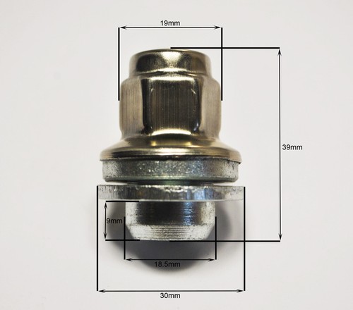 Set Di 4 X M12 X 1.5, Stile OE Jaguar Jag Dadi, 19mm Esagonale (Argento) - Bild 2 von 2