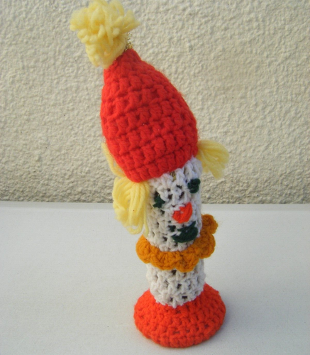 Vintage Christmas Clown Tree Decoration Kitsch Knitted Barbour Thread Reel 25cm - Picture 3 of 5