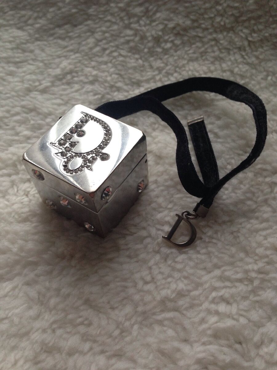 Vintage Rare Dior France Silver Dice Box Case With Vintage Rare Dior France Silver Dice Box Case With