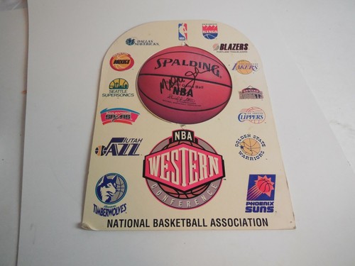 Vintage 1995 Store Display Hängeschild Spalding 2 Unterschriften Shaq & Magic Johnson - Bild 3 von 3