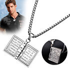 Cross Unique Jewelry For Men Women Bible Book Pendant Necklace Vintage Silver