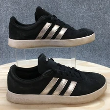 Adidas Shoes Mens 7.5 VL Court 2.0 Black Platinum Metallic Sneakers Low EE6784