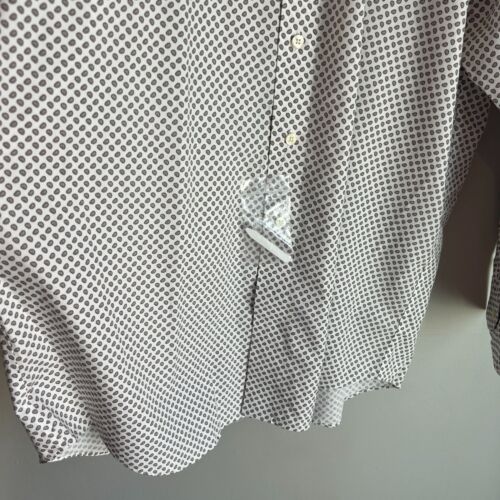 Camisa de vestir para hombre Paul Fredrick dos capas de algodón 16 1/2 - 34 blanco estampado cachemir - Imagen 4 de 10