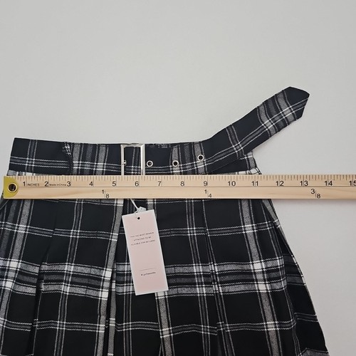 Lychee Adjustable Side Slit Black Plaid Pleated School Girl Skirt Size Small - Picture 6 of 8