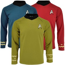 Cosplay TOS Captain Kirk Gold Shirts Spock Blue Costumes Red Starfleet Uniforms