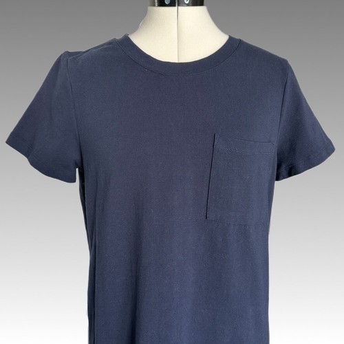 BANANA REPUBLIC Vintage Mini T-shirt Shift Dress Navy Blue One Pocket M Petite - Picture 4 of 7