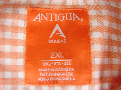 Antigua 2xl Damen Clemson Orange Gingham Knopfleiste Hemd Bestickt Tigerpfote - Bild 6 von 9